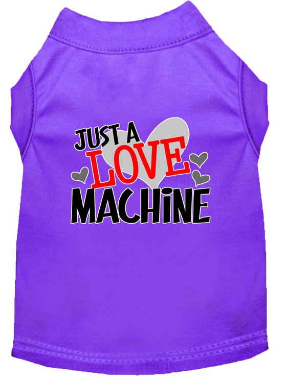 Love Machine Screen Print Dog Shirt Purple XS